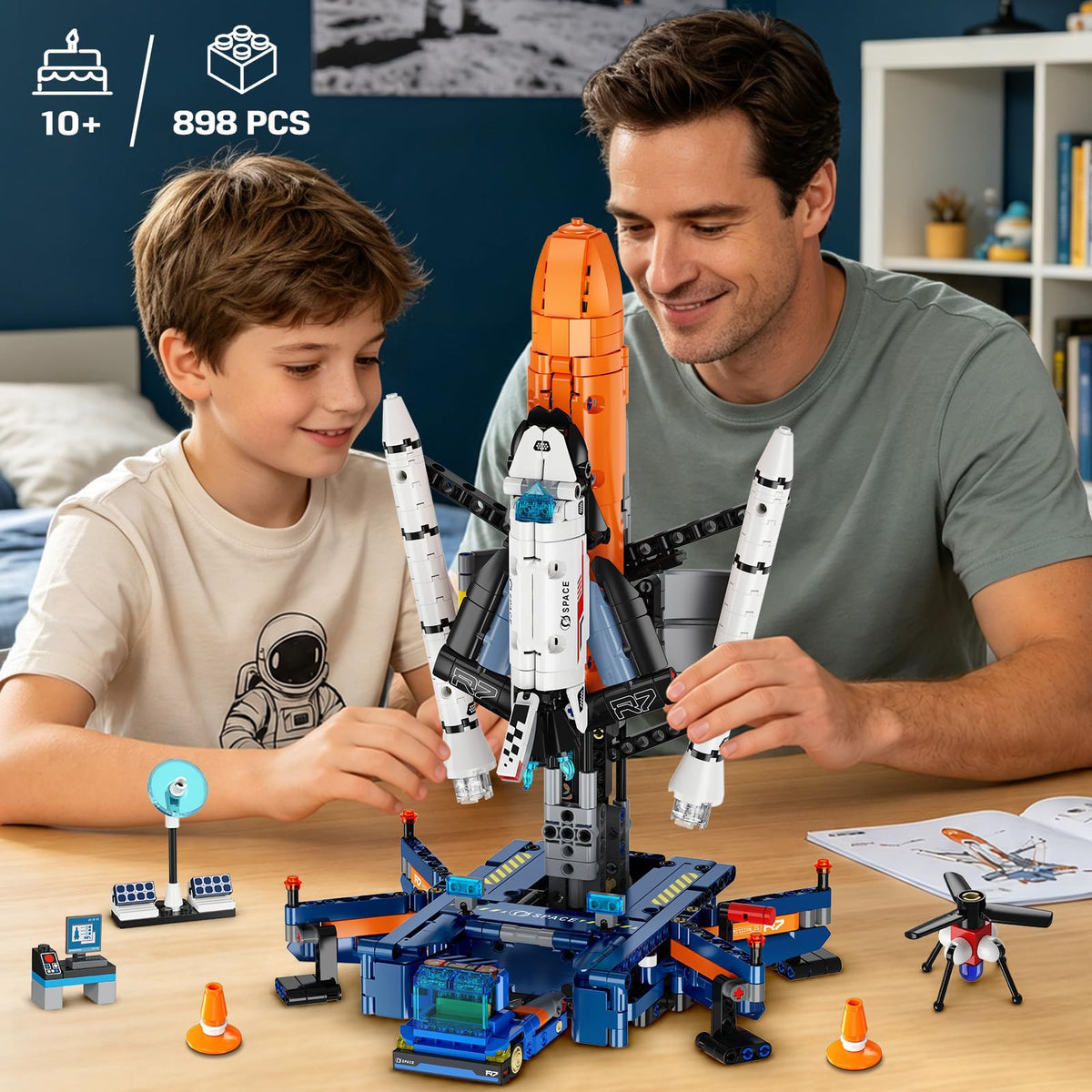 HiWEEGO Mechanical Space Launch System Rocket Building Set with LED Light