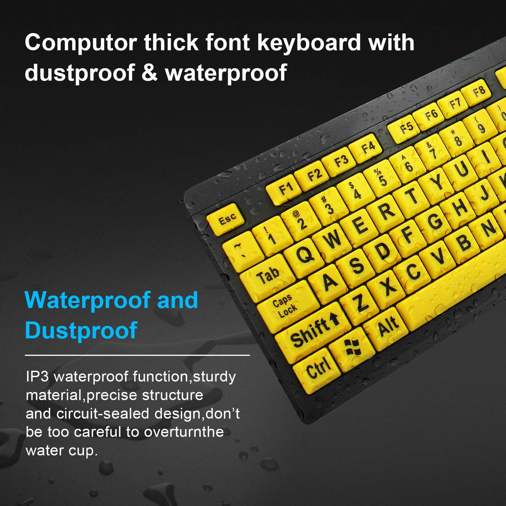 Large Print High-Contrast Keyboard – Yellow Keys with Black Letters | Accessible Computer Keyboard