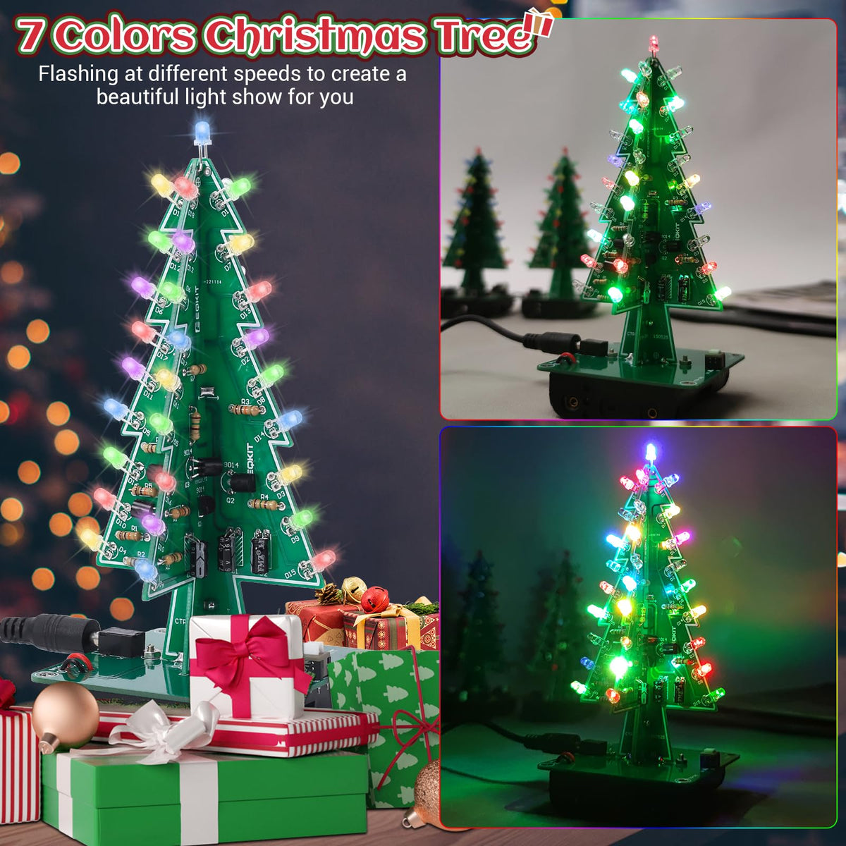 3D LED Christmas Tree Soldering Kit – DIY Electronics STEM Project with 36 RGB Lights