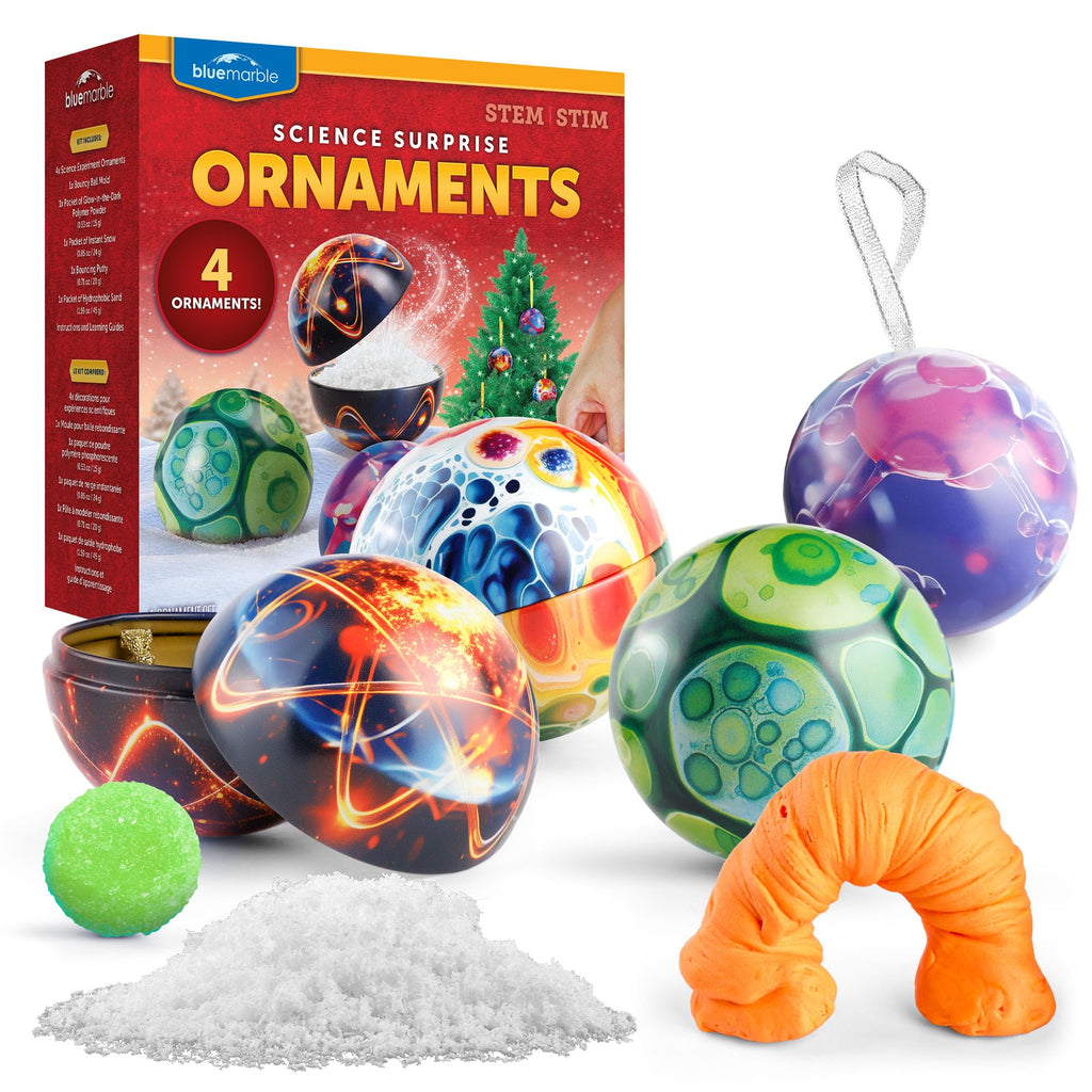 Science Surprise Christmas Ornaments – 4-Pack Holiday STEM Experiment Kit