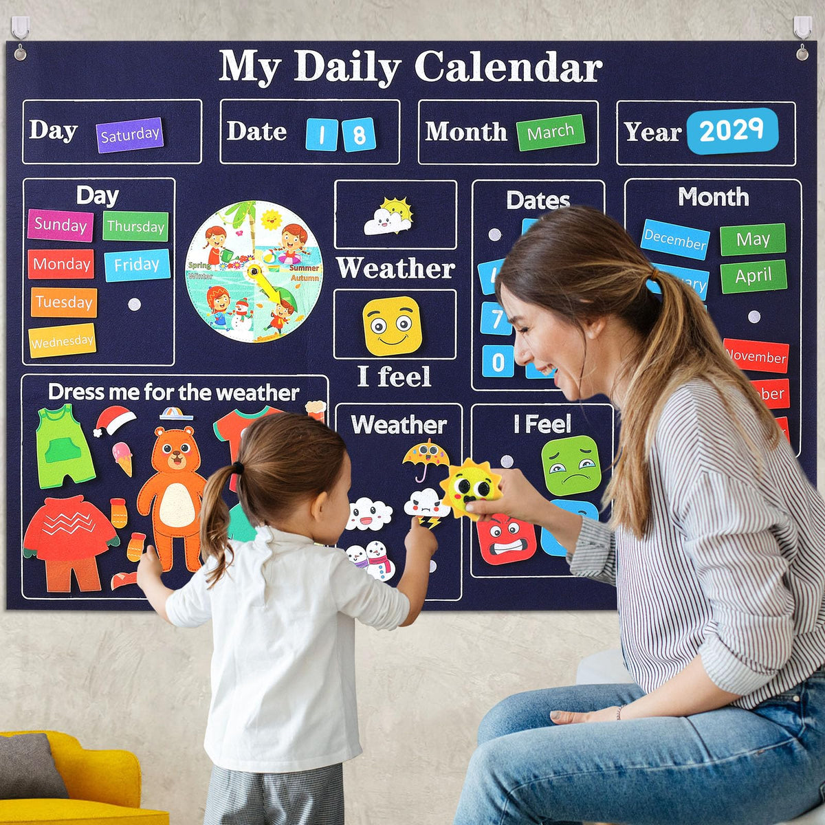 Interactive Felt Calendar – Weather, Seasons, Days & Emotions Learning Board