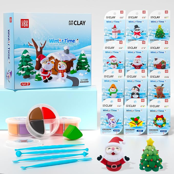 Air Dry Clay Kit with 4 Skulpting Tools - Christmas Themed
