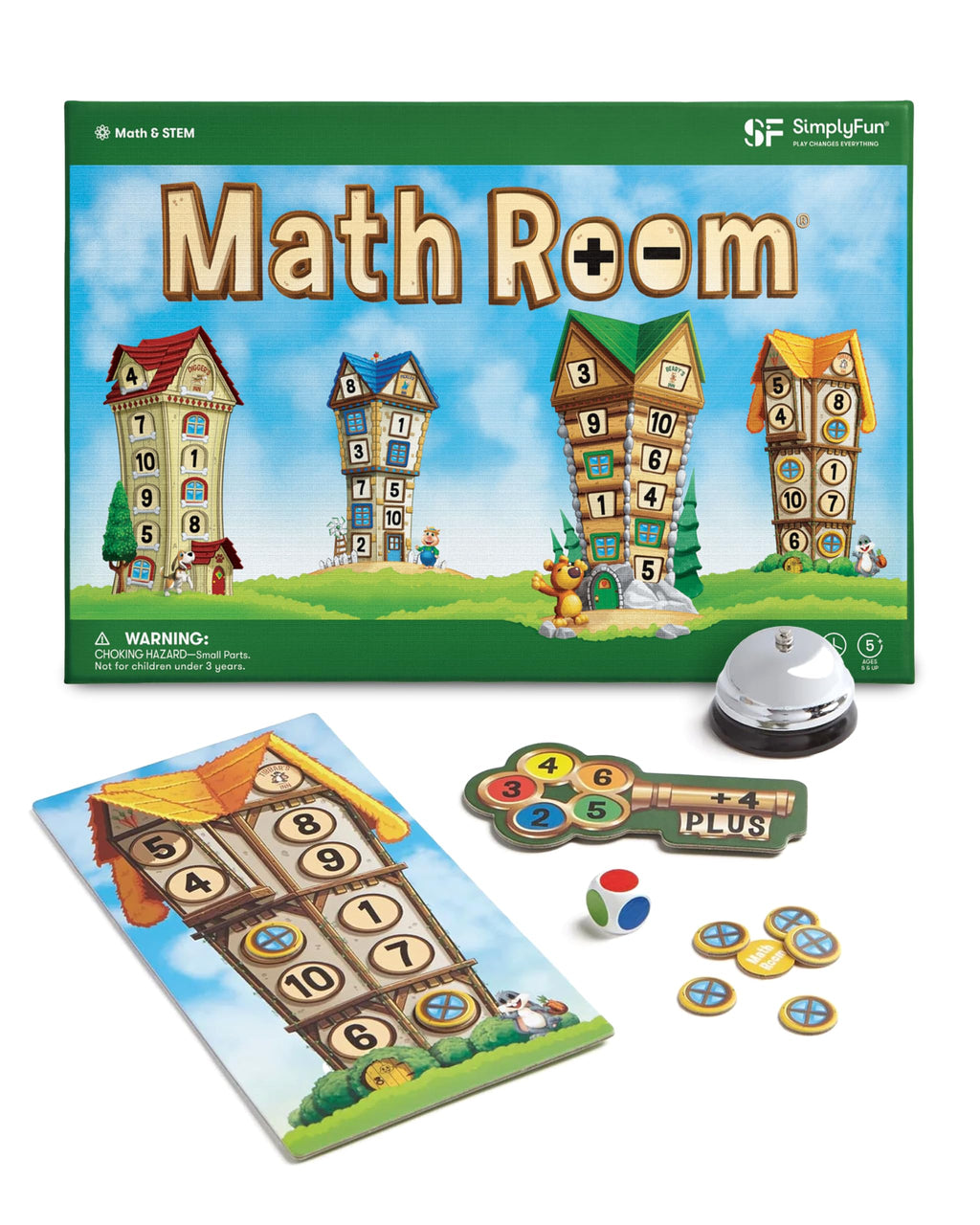 Math Room - Educational Game - Quick Thinking & Fun Games for Kids Ages 5 & Up - Fast Solving Addition & Subtraction Game - 2 to 4 Players