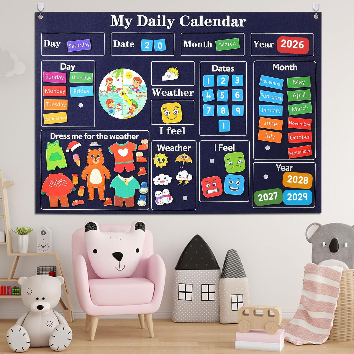 Interactive Felt Calendar – Weather, Seasons, Days & Emotions Learning Board