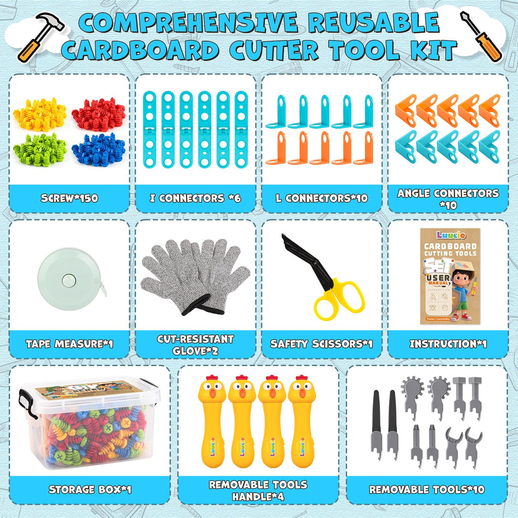 300PCS Cardboard Cutter  Cardboard Tools Set Ages 5+