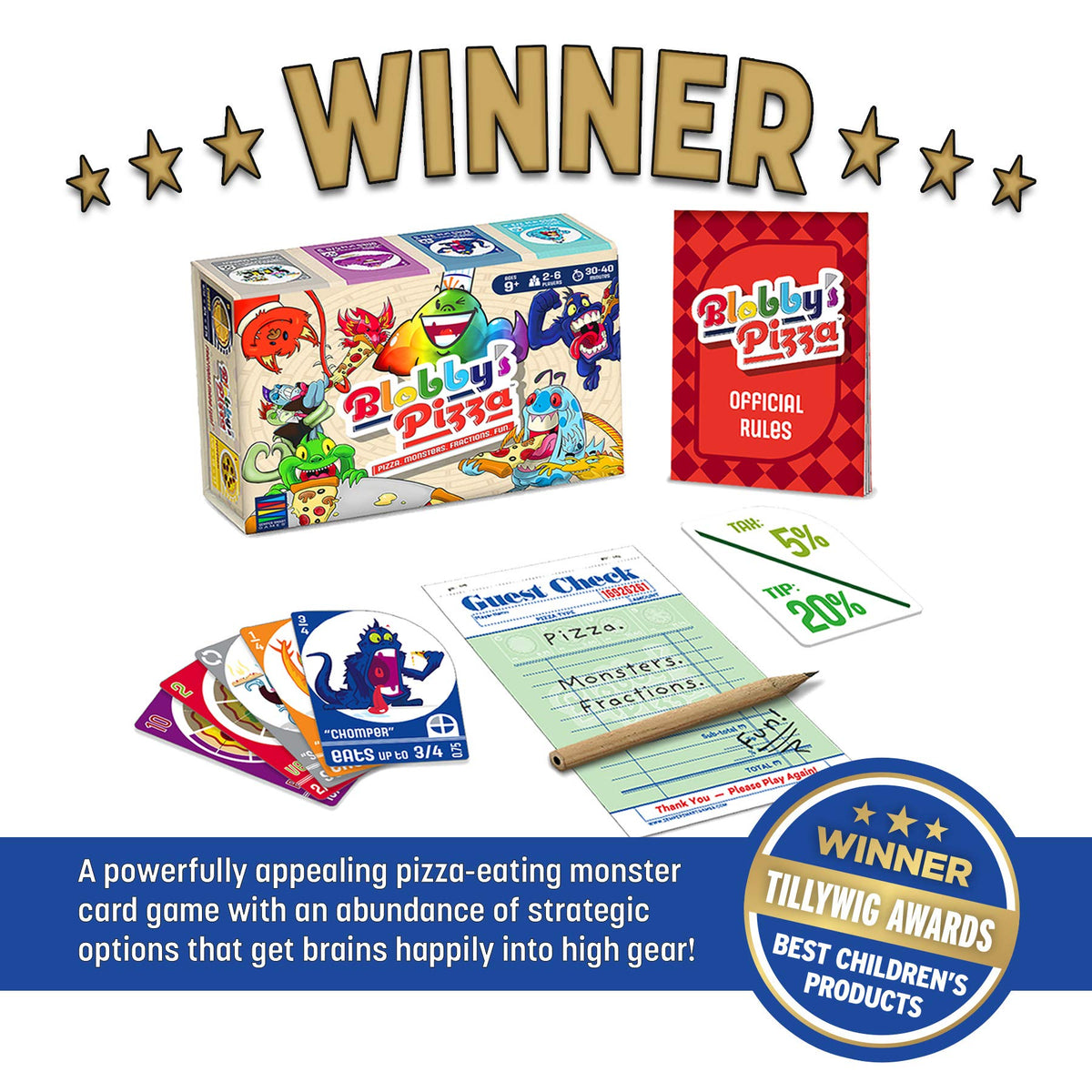 Semper Smart Games Blobby's Pizza Math Card Game: Crazy Fun Strategic Pizza Eating Contest Between Cute Monsters!