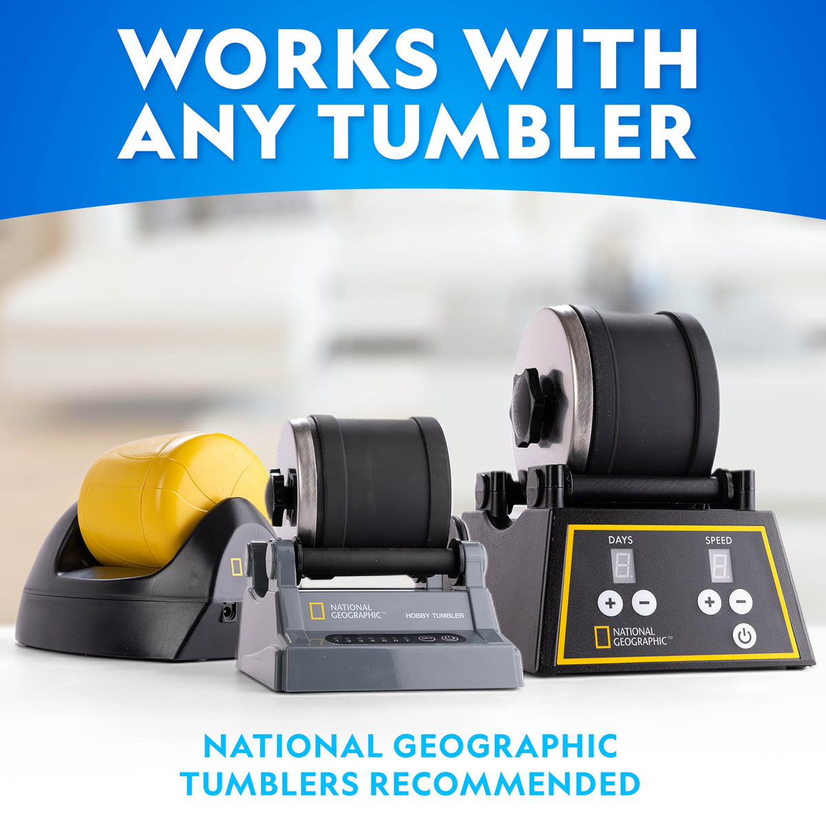 National Geographic Rock Tumbler Grit and Rock Polishing Refill Kit