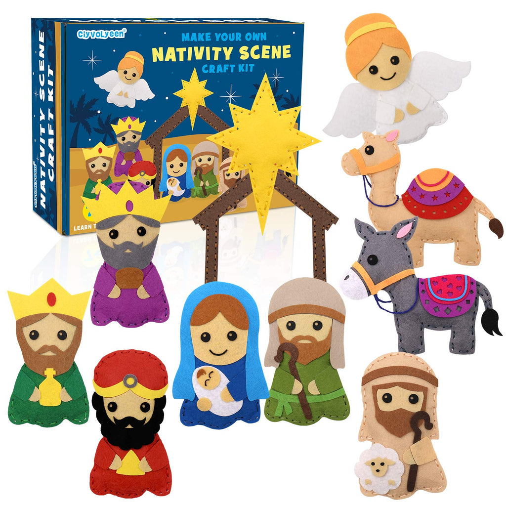 Nativity Sewing Kit for Kids – 11-Piece Christmas Felt Craft Set | Beginner Sewing & Christian Education