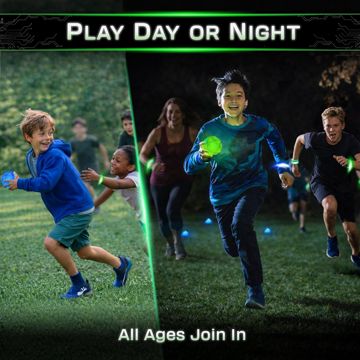 Glow-in-the-Dark Capture the Flag Game Strategy Set with 23 Light-Up Pieces and 12 Bonus Challenges for Ages 8+