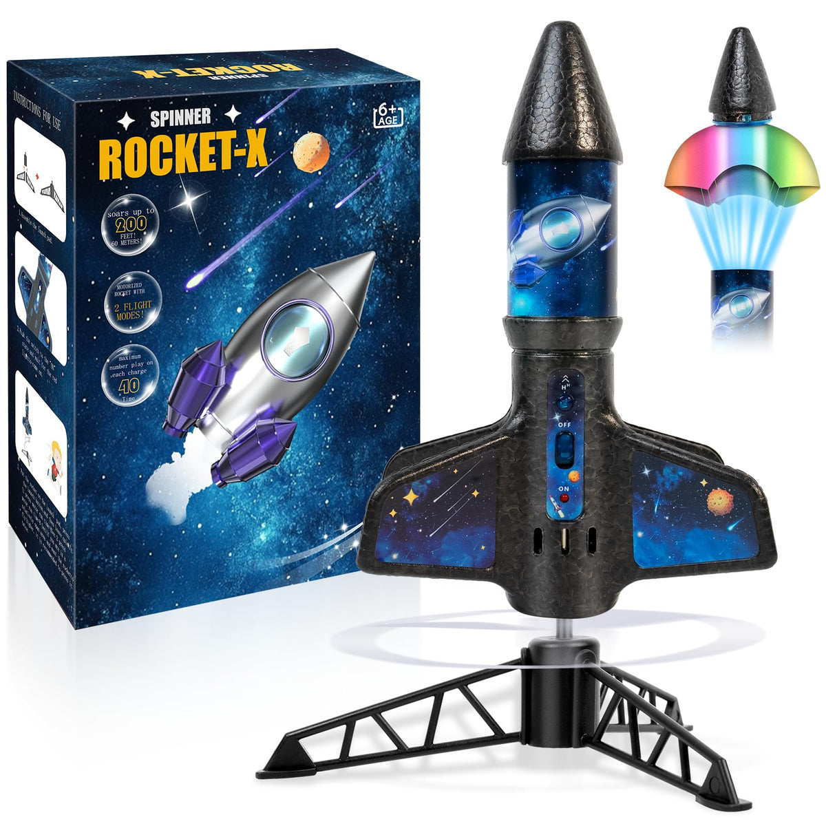 STEM Rocket Launcher for Kids -200 Feet of Flight Altitude, Auto Electric Rocket