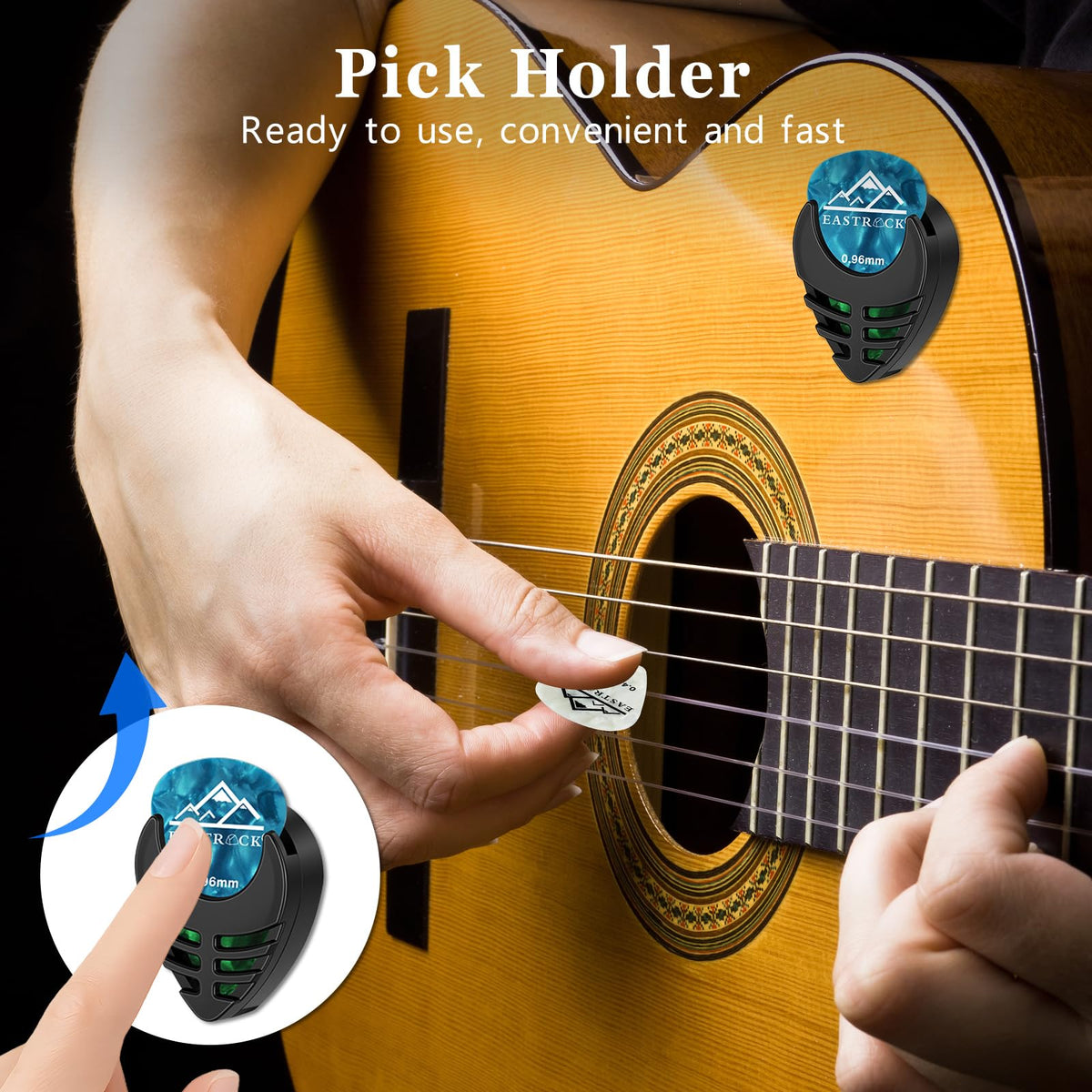 EASTROCK 15PCS Guitar Pick Set with Organizer Box & Guitar Pick Holder