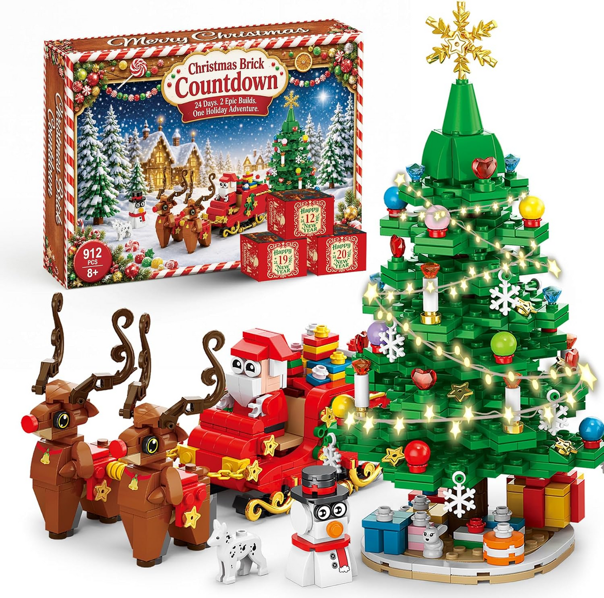 24-Day Christmas Advent Calendar – 912-Piece Educational Building Block Set