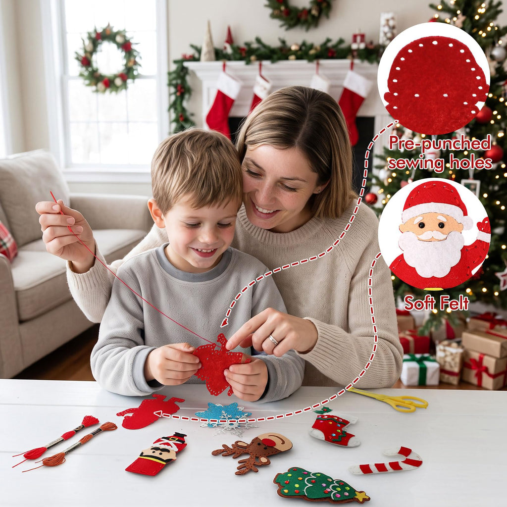 Christmas Sewing Kit for Kids – 12 DIY Felt Ornaments | Beginner Sewing