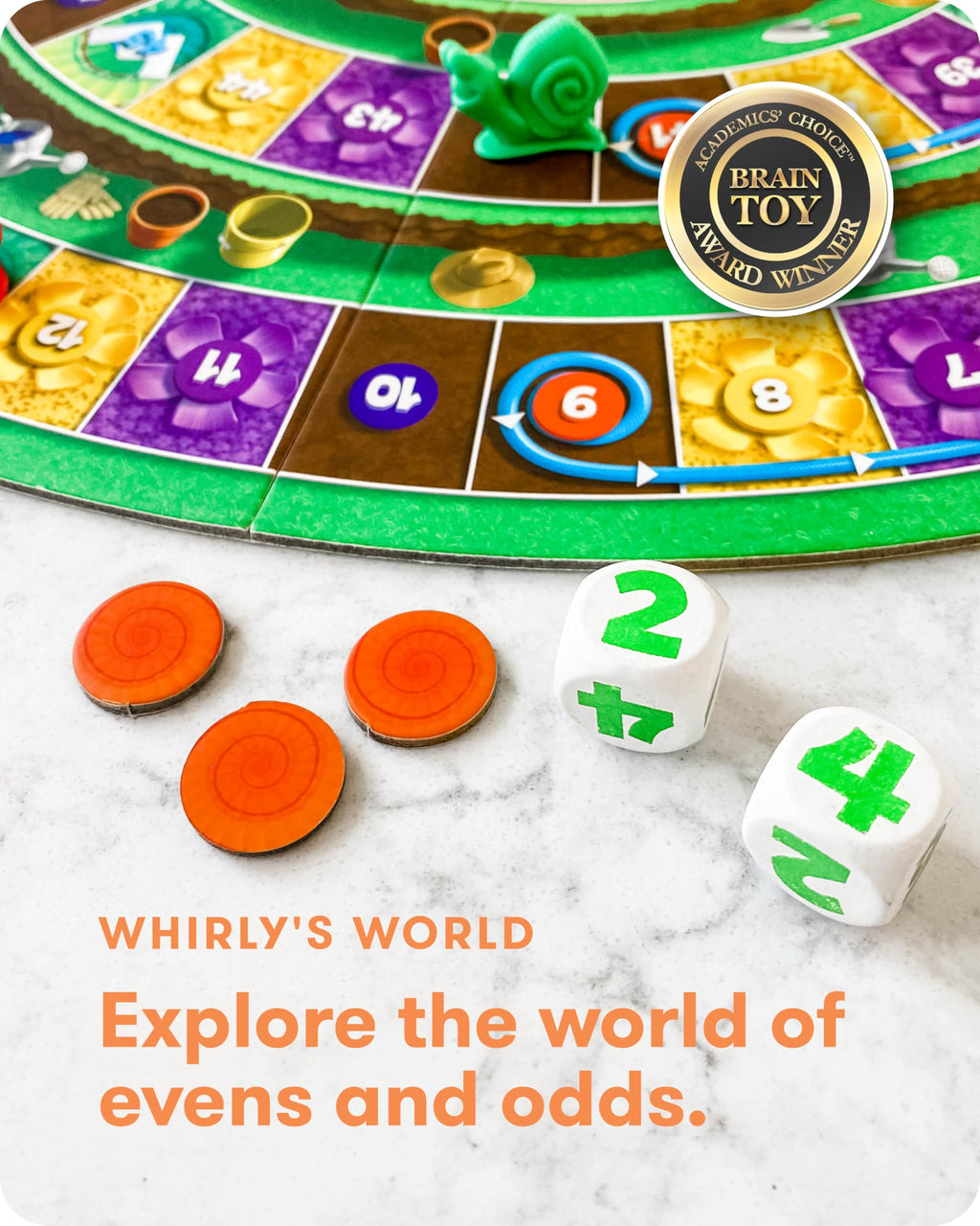 Whirly’s World - Educational Board Game for Kids - Math Game to Teach Concept of Even & Odds - 2-6 Players, Ages 6 & Up
