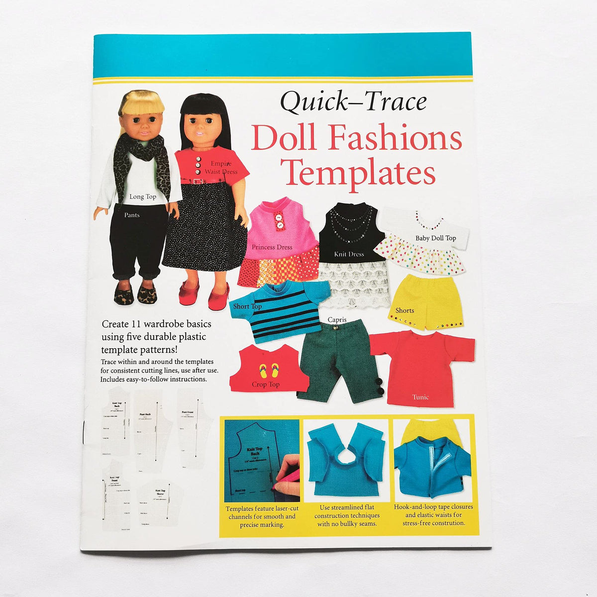 Learn to Sew Quick Trace Doll Fashions Templates for 18" Dolls with 5pcs Quilting Rulers and Sewing Instruction
