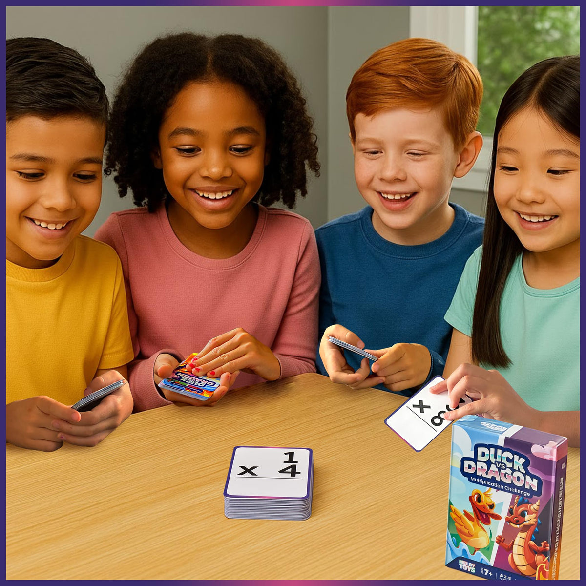 Melby Toys Ducks vs Dragons Multiplication Flash Card Game for Ages 8-12