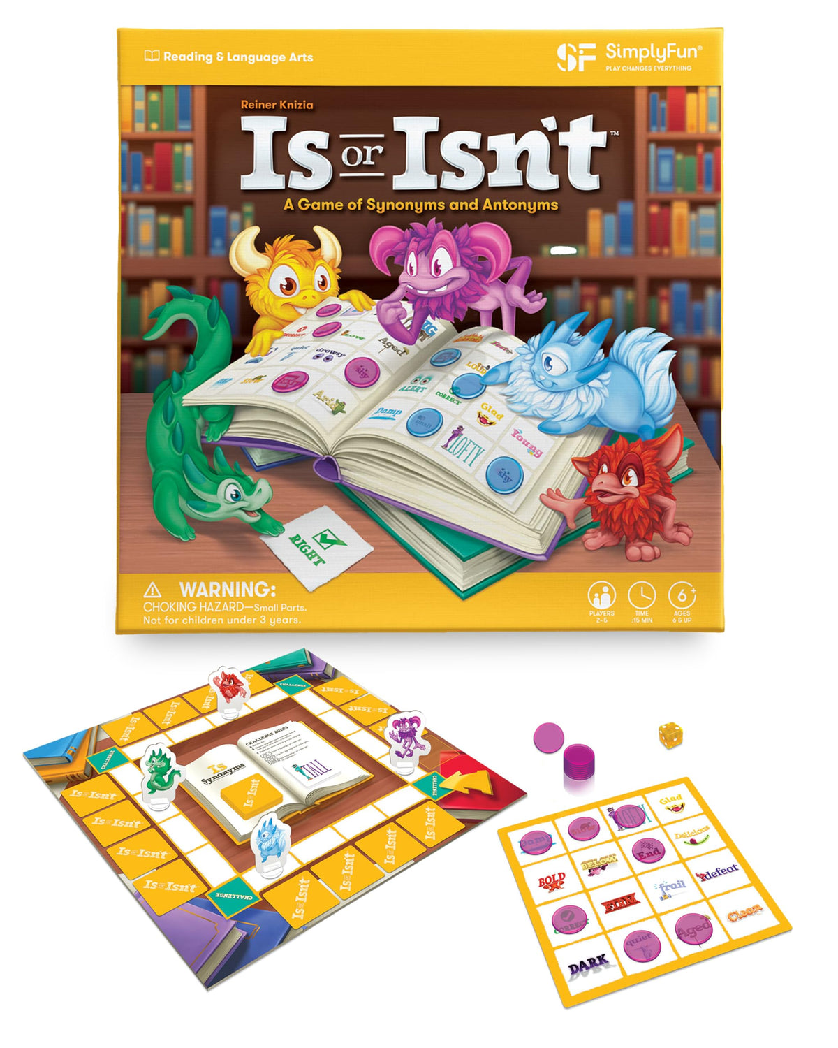 Is or Isn’t - Expand Vocabulary Skills by Identifying Synonyms and Antonyms - an Engaging and Educational Bingo Game for Kids - for 2 to 5 Players, Ages 6 & Up