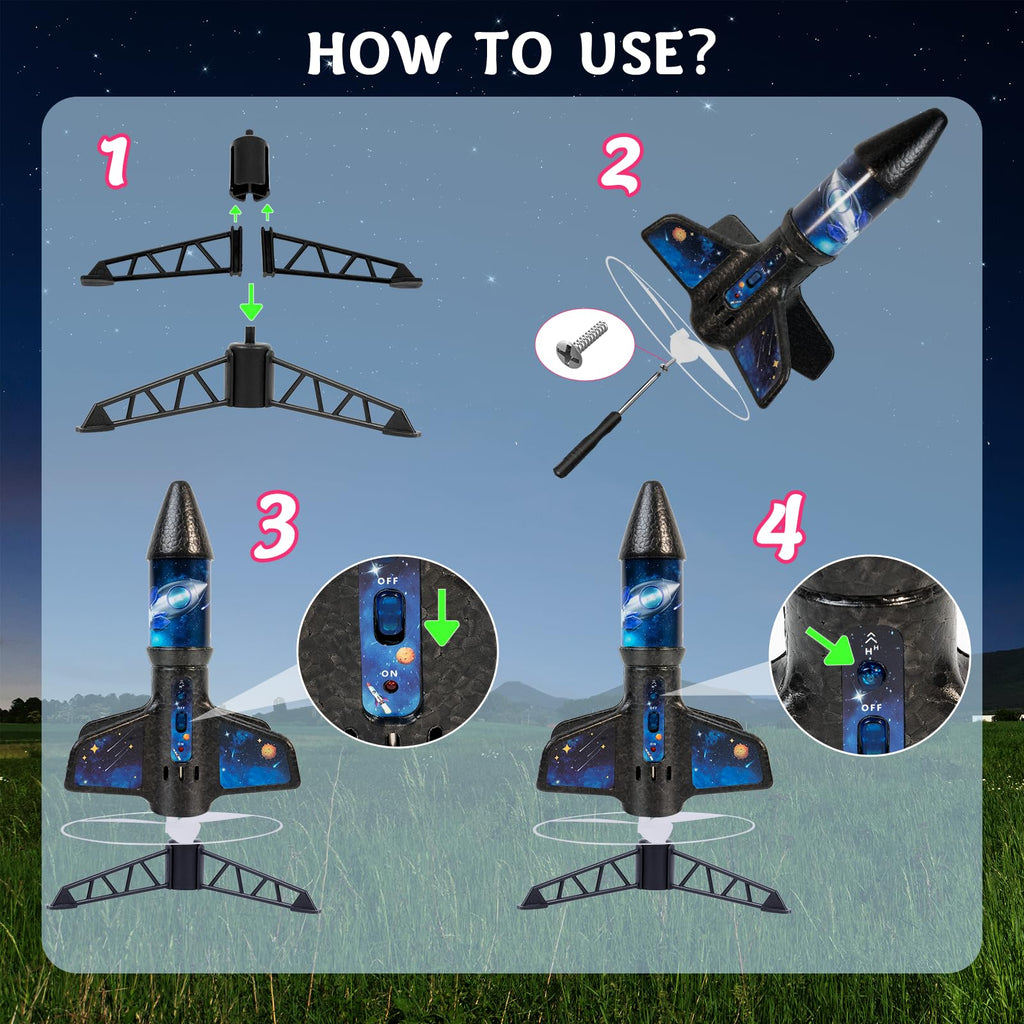 STEM Rocket Launcher for Kids -200 Feet of Flight Altitude, Auto Electric Rocket