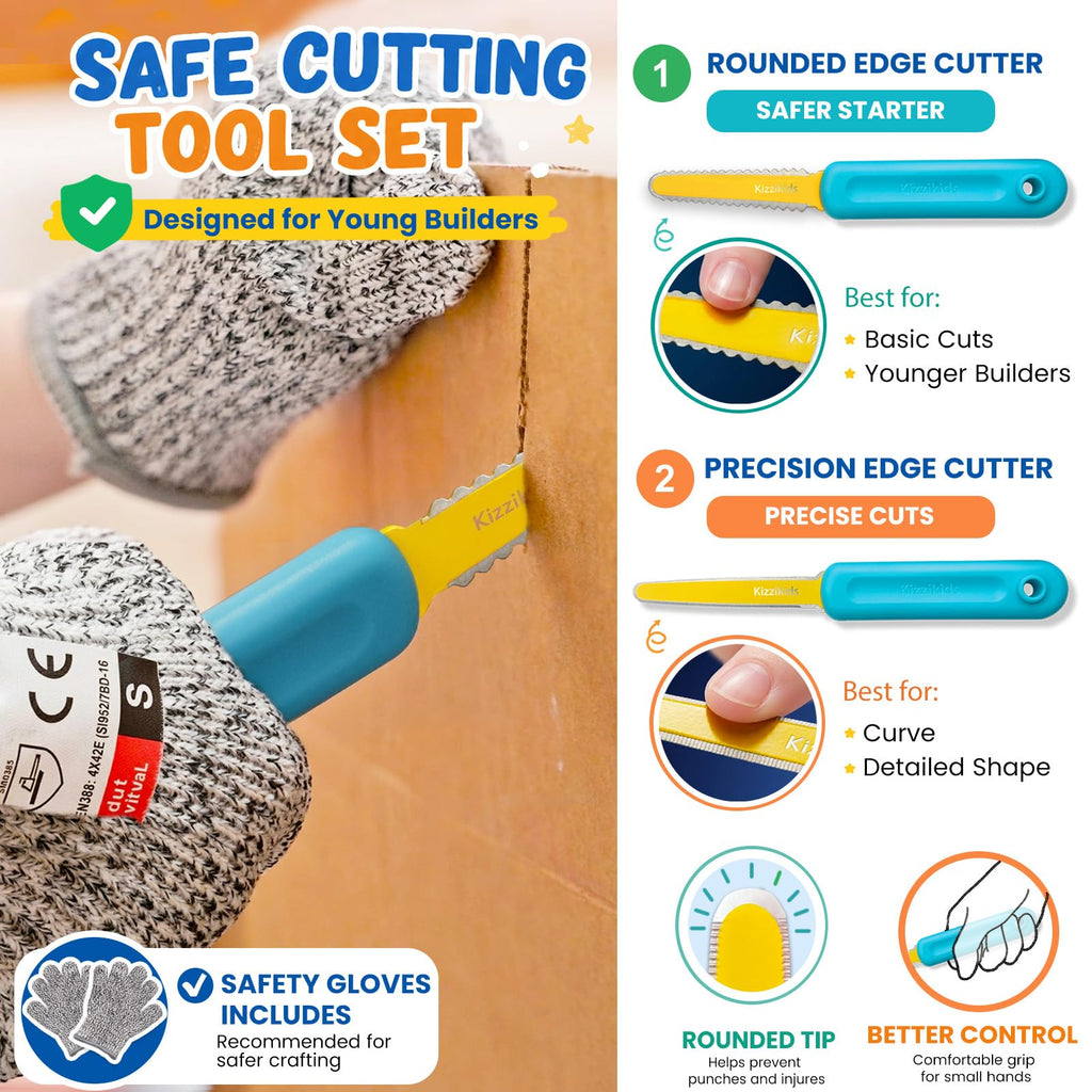 Cardboard Tools for Kids, STEM Construction Kit Safe Cutter Set