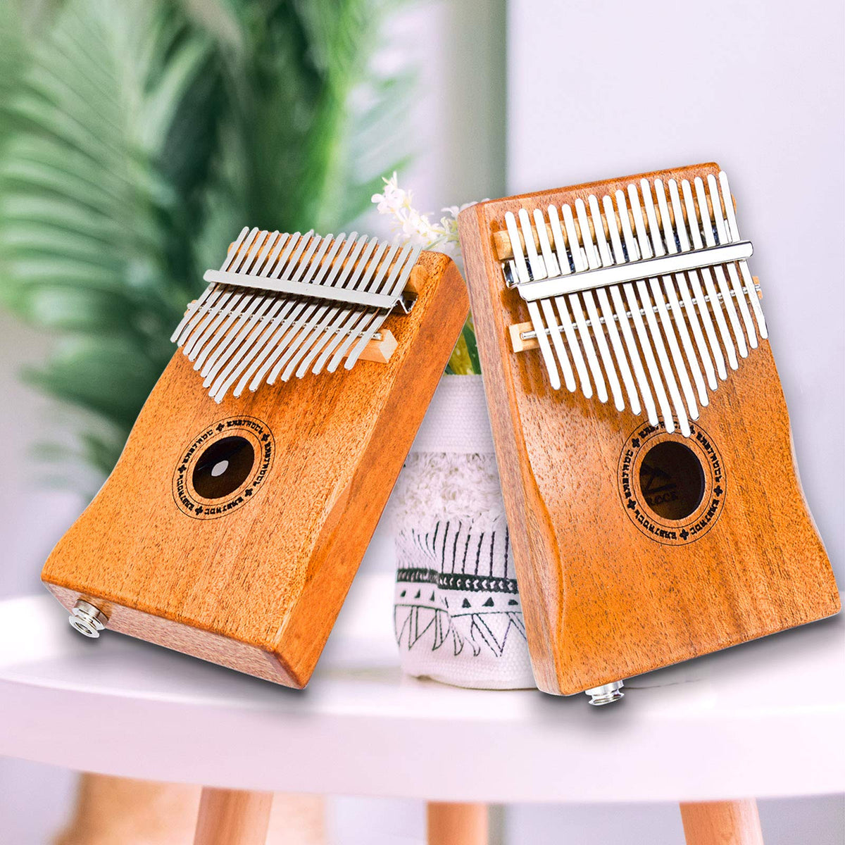EASTROCK 17 Key Electric Kalimba Built-in Pickup Mahogany Hand Rest EQ
