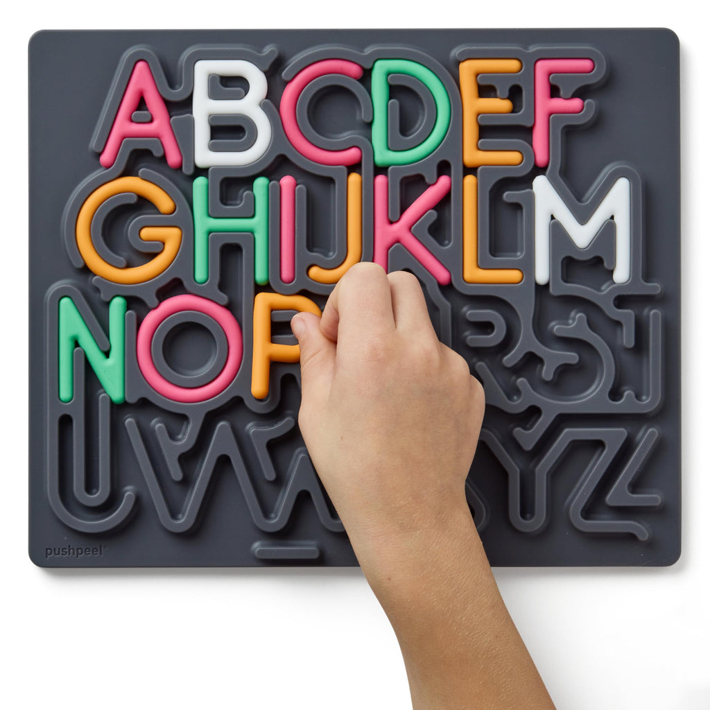 PushPeel ABC Tracing Puzzle Board Pre-Writing & Fine Motor Skills – Quiet Sensory – Uppercase Alphabet