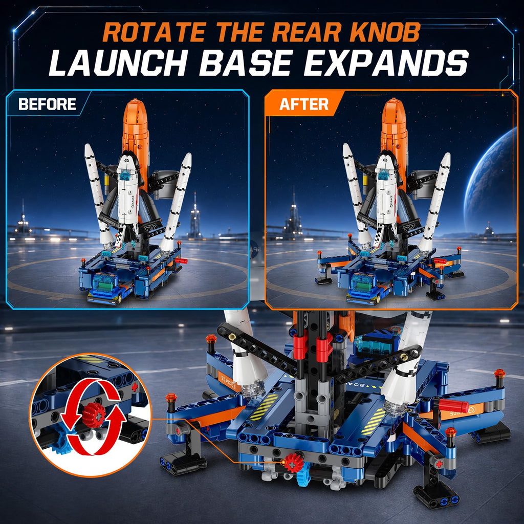 HiWEEGO Mechanical Space Launch System Rocket Building Set with LED Light