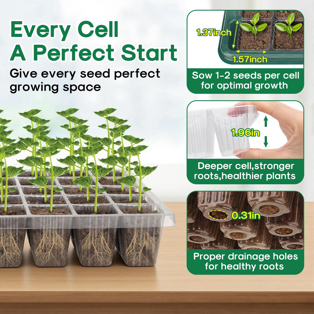 Indoor Seed Starter Kit with Full-Spectrum LED Grow Lights – 2-Tray Mini Greenhouse for Gardening & Plant Science