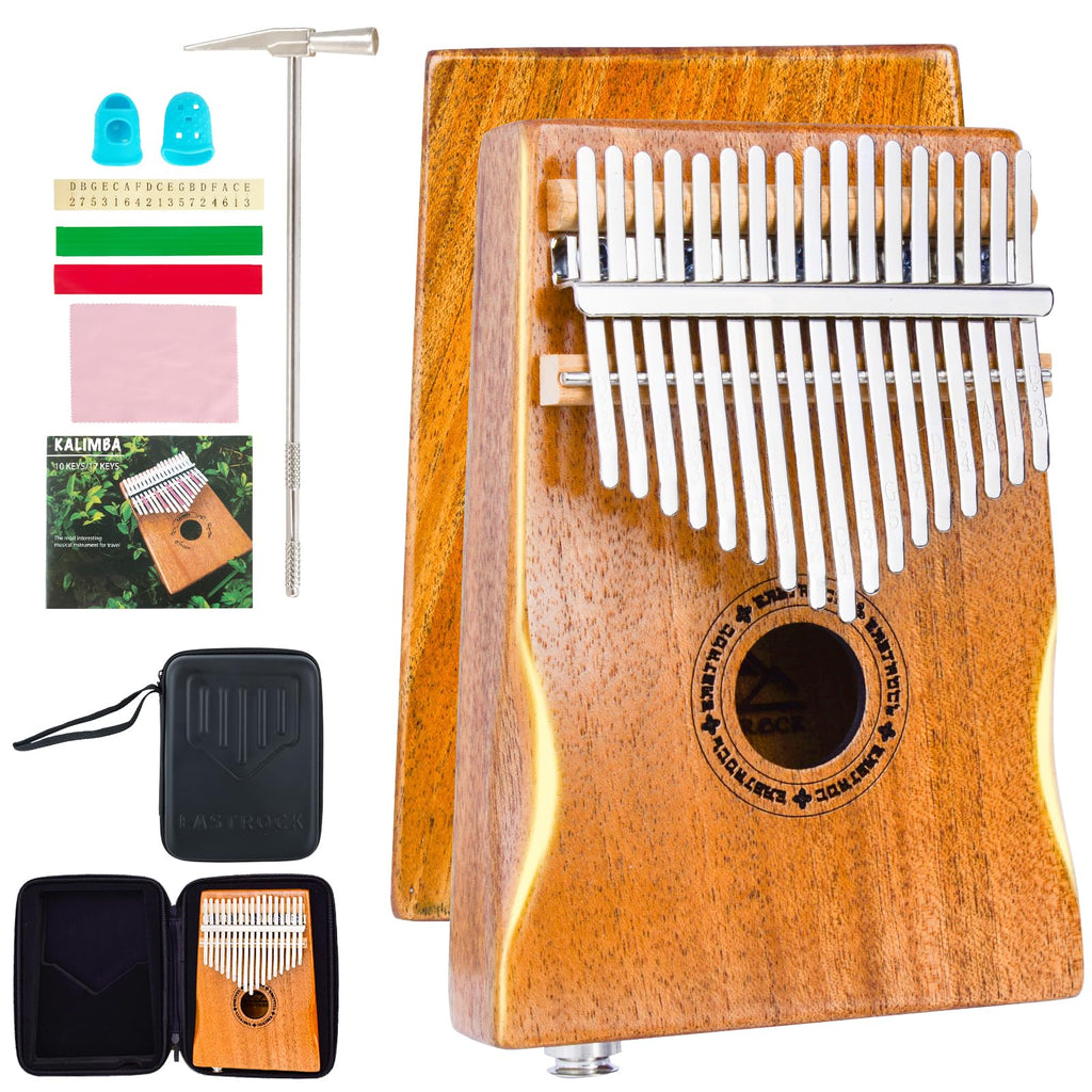 EASTROCK 17 Key Electric Kalimba Built-in Pickup Mahogany Hand Rest EQ