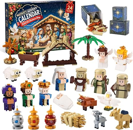 Nativity Advent Calendar 2026 Kids, 24-Day Educational Christmas Building Blocks Set
