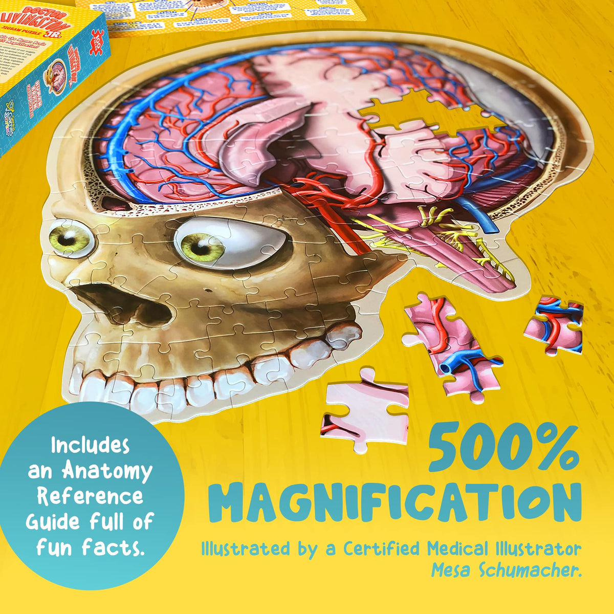 Human Brain Floor Puzzle - Doctor Livingston Jr Anatomy Model - 100 Piece Jigsaw Puzzle - Kids Puzzle and STEM Game About Brain - Medically Accurate Science Toys for Kids, Toddlers, Teens