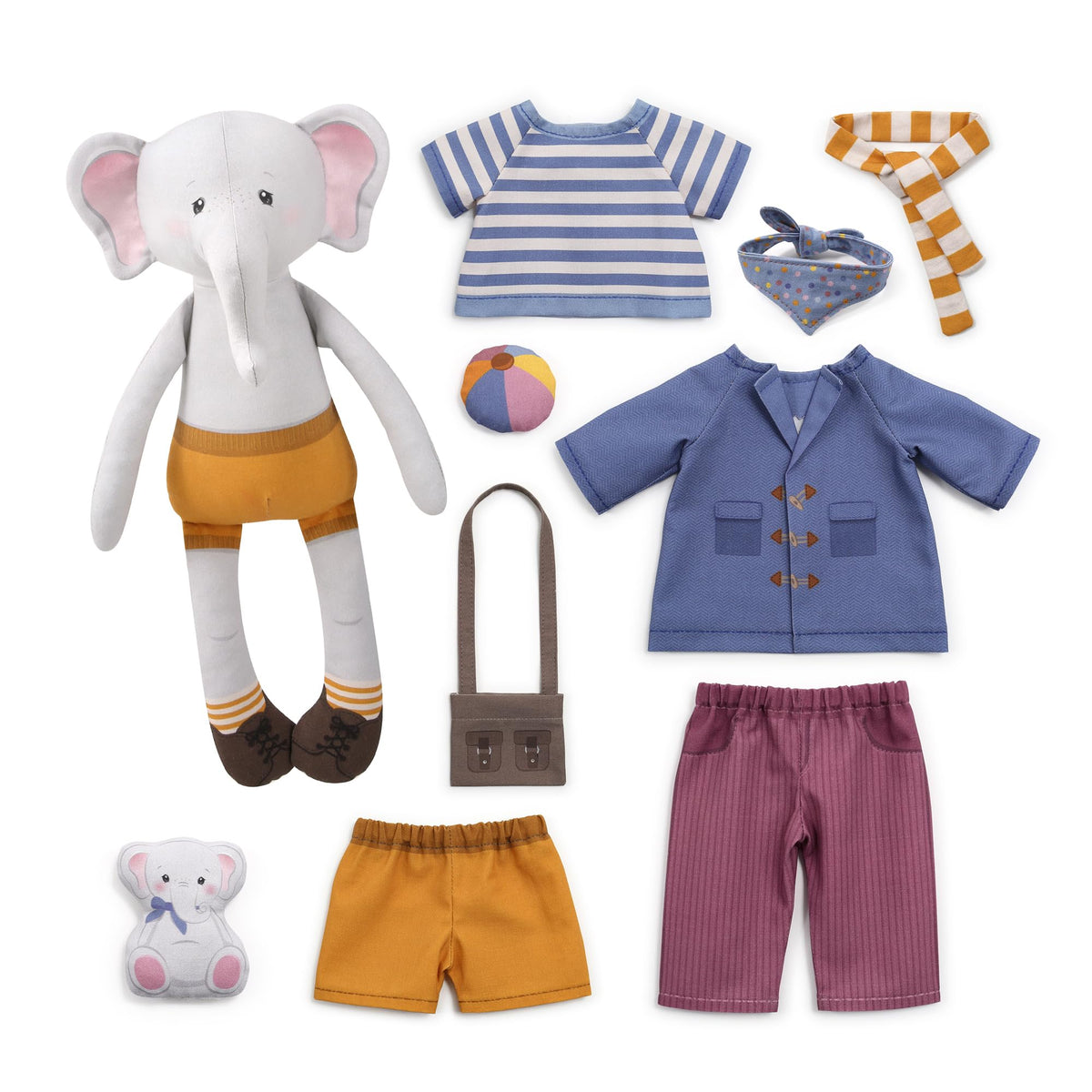 kullaloo Cut & Sew Fabric Panel – Elephant Doll Sewing Kit for Teens & Adults ✦ Intermediate DIY Plush Project with Clothes ✦ Dress Me Bestie Eddy