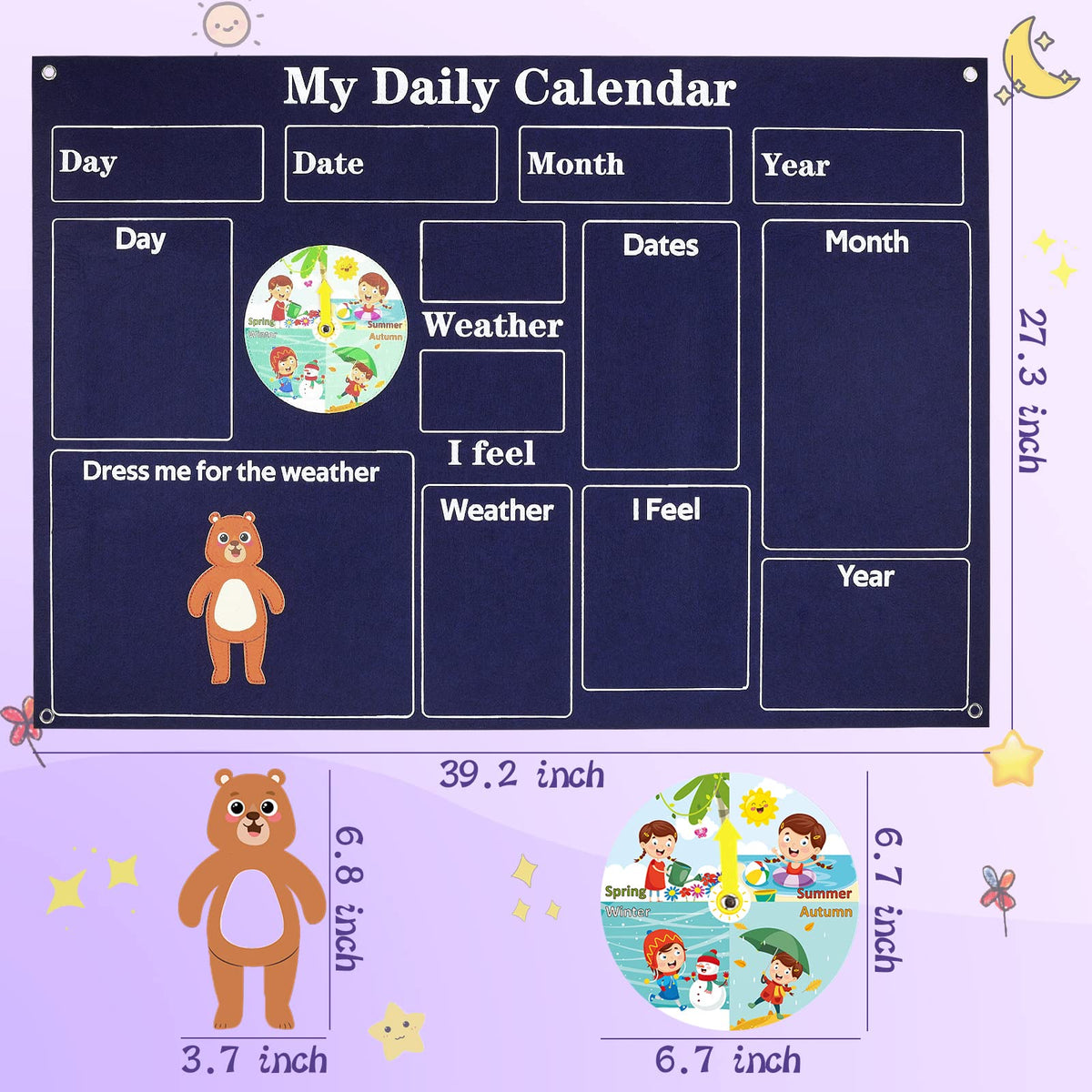 Interactive Felt Calendar – Weather, Seasons, Days & Emotions Learning Board
