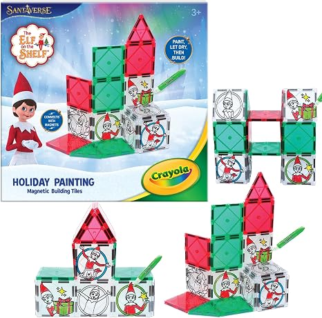 Elf on the Shelf House STEM Magnetic Tile & Crayola Art Set