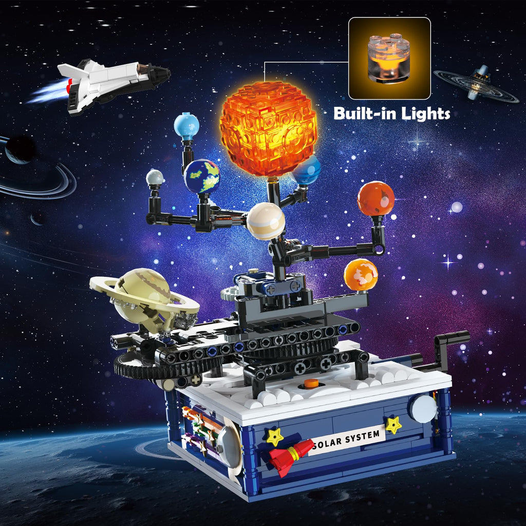 CUBIMANA Solar System Building Sets with Light for Boys 8+ with 8 Planets