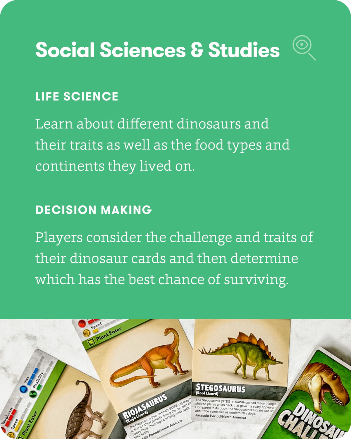 Dinosaur Challenge - Learn About Dinosaurs and Situational Analysis - Engaging and Educational Kids Card Game - 2 to 4 Players - Ages 7 & Up