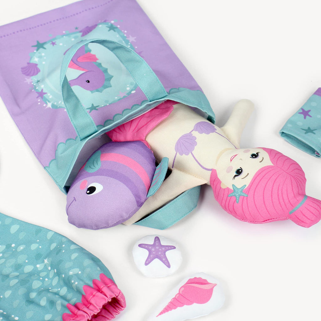 kullaloo Cut & Sew Fabric Panel – Mermaid Craft Sewing Kit for Kids Beginners – DIY for Girls & Boys (Underwater Tales)