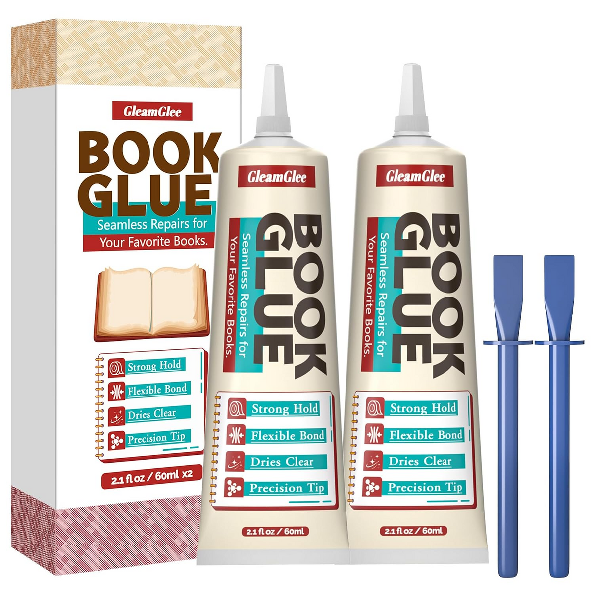 Book Glue for Binding and Repair, Strong Permanent Bond, Clear and Flexible