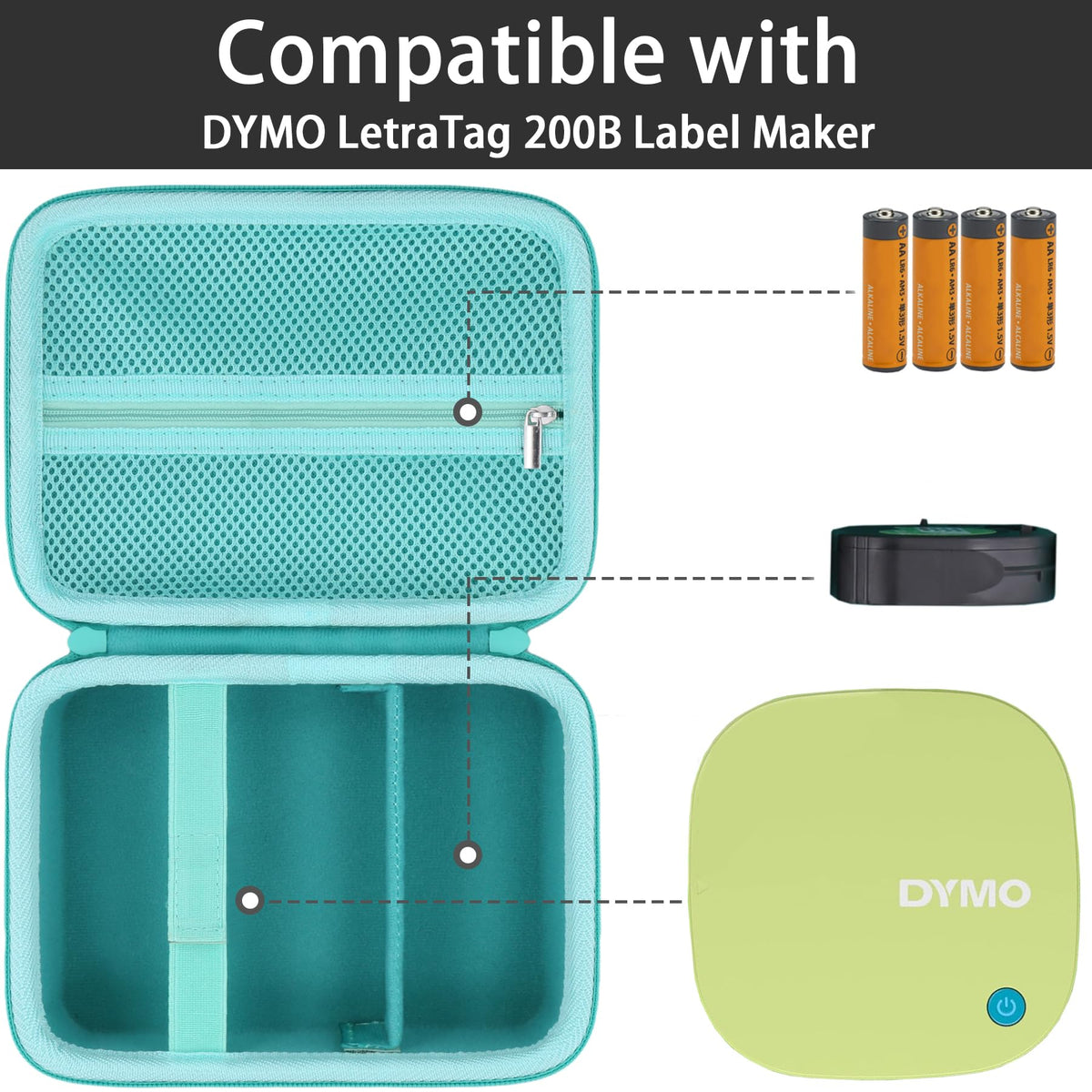 Hard Case for DYMO LetraTag 200B Bluetooth Compact Label Maker Mint Green