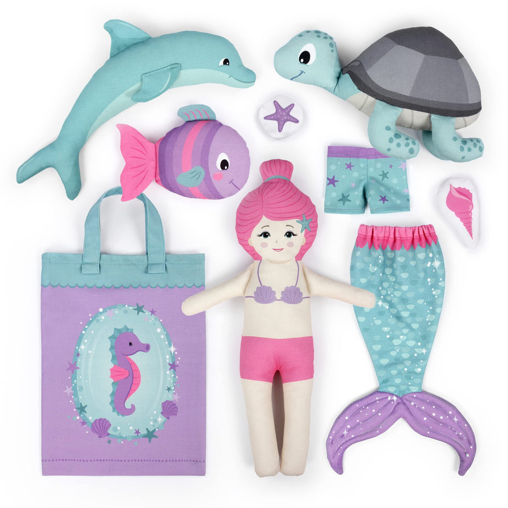 kullaloo Cut & Sew Fabric Panel – Mermaid Craft Sewing Kit for Kids Beginners – DIY for Girls & Boys (Underwater Tales)
