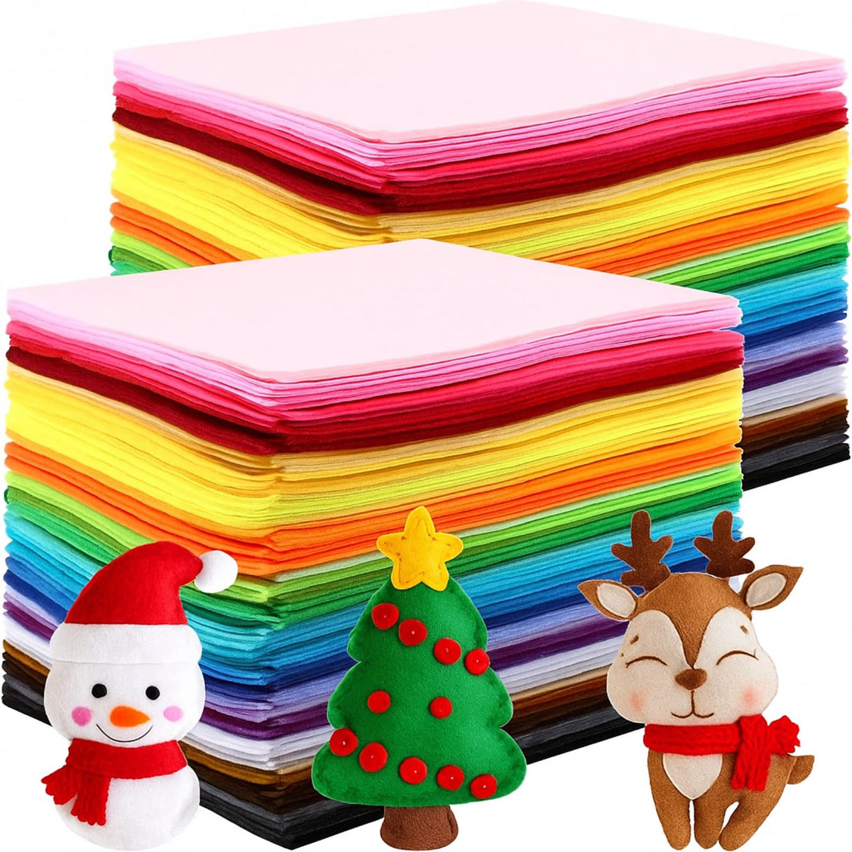 Moukeren 180 Pcs 12 x 12 Inch Felt Sheets for Crafts, Rainbow