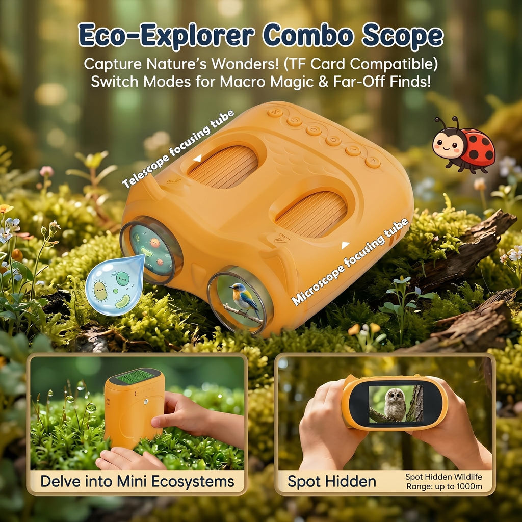 2-in-1 Handheld Microscope and Telescope, 1000X STEM Education Kit