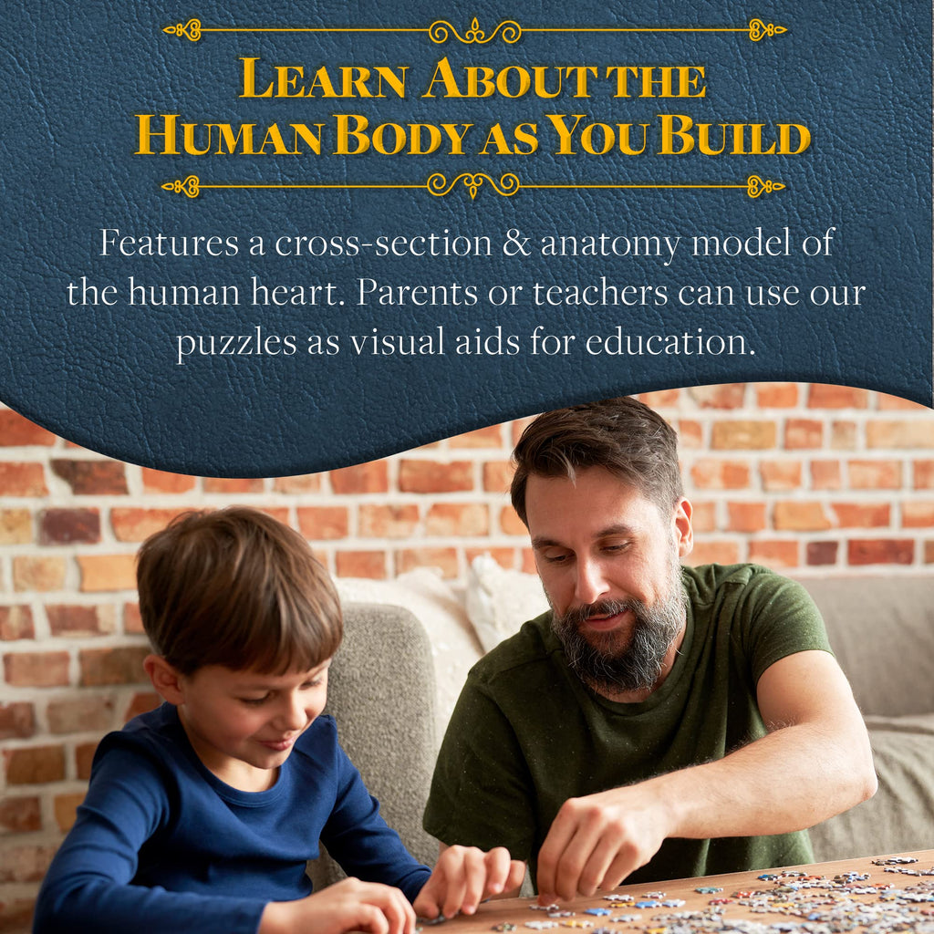 Dr. Livingston's Human Heart Anatomy Puzzle - A Medically Accurate Jigsaw Puzzle of the Heart Section - Educational Organ Puzzle for Teens & Adults - Unique Science Gift for Doctors, Nurses & Teachers