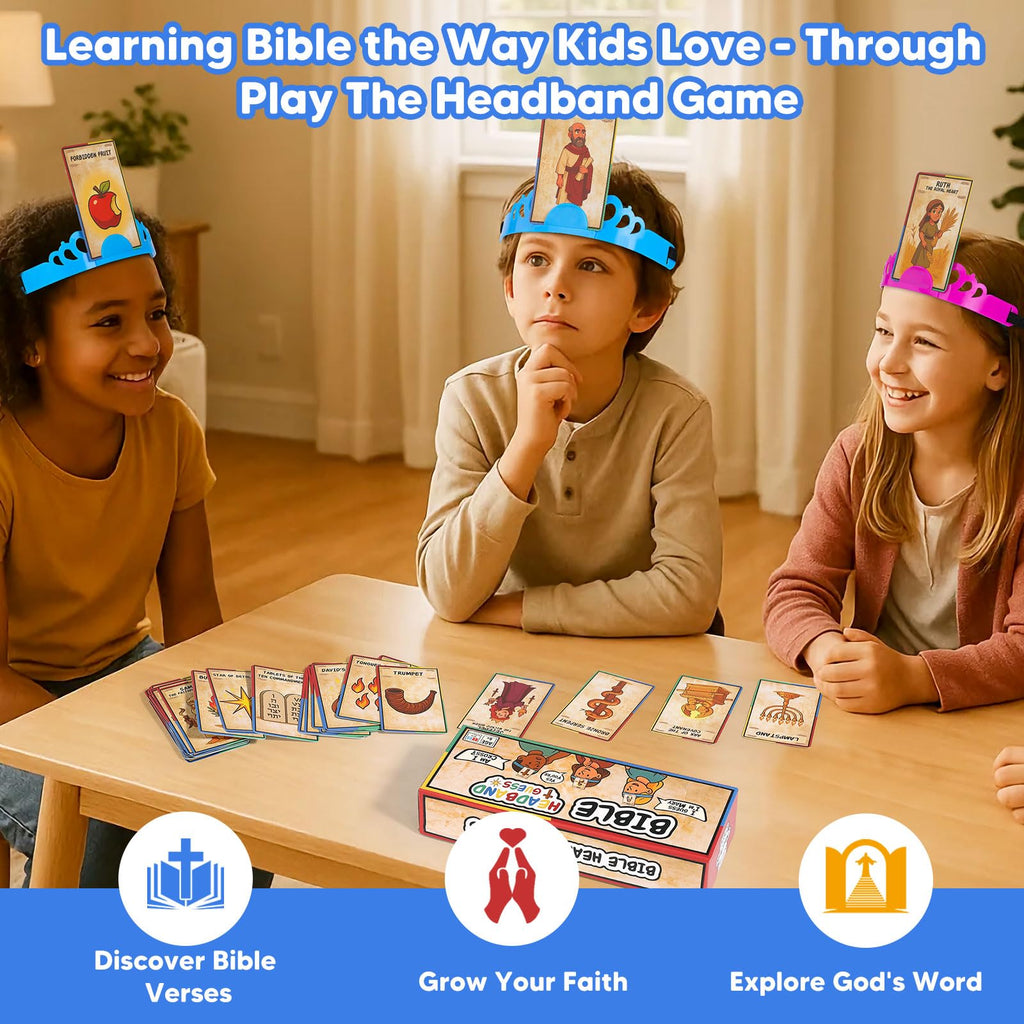 Bible Guess Who Am I? Headband Game – 66 Illustrated Bible Cards | Christian Educational Guessing Game for Bible Class