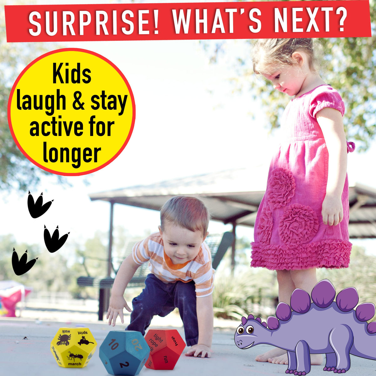 Exercise Dice Game – 3 Large 12-Sided Foam Movement Dice | Physical Education &amp; Gross Motor Activities