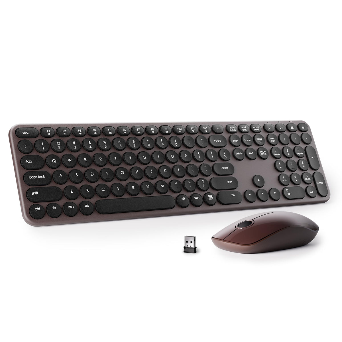 Wireless Keyboard and Mouse Combo (Coffee Black)