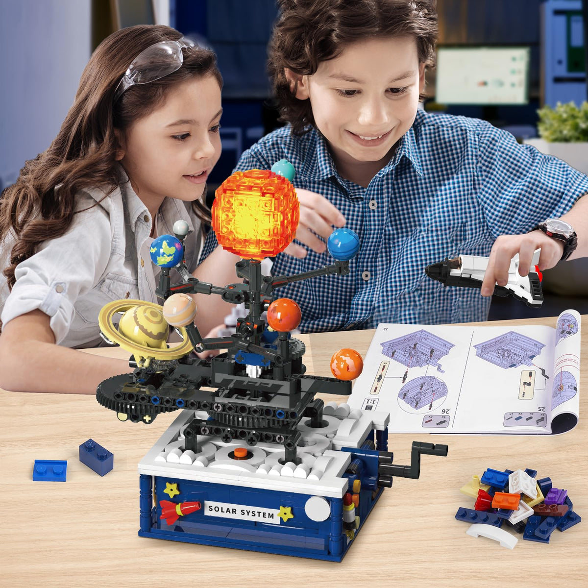 CUBIMANA Solar System Building Sets with Light for Boys 8+ with 8 Planets