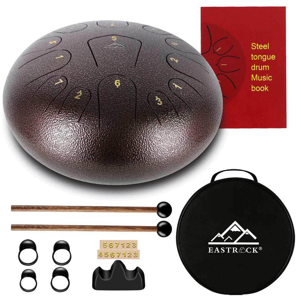 EASTROCK Steel Tongue Drum 12 Inch 13 Notes C Key, Brown