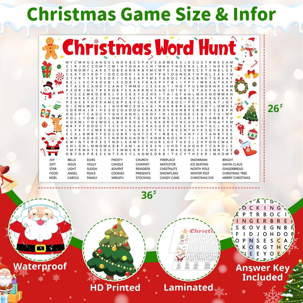 Giant Christmas Word Search Game – 24" x 36" Holiday Classroom Activity