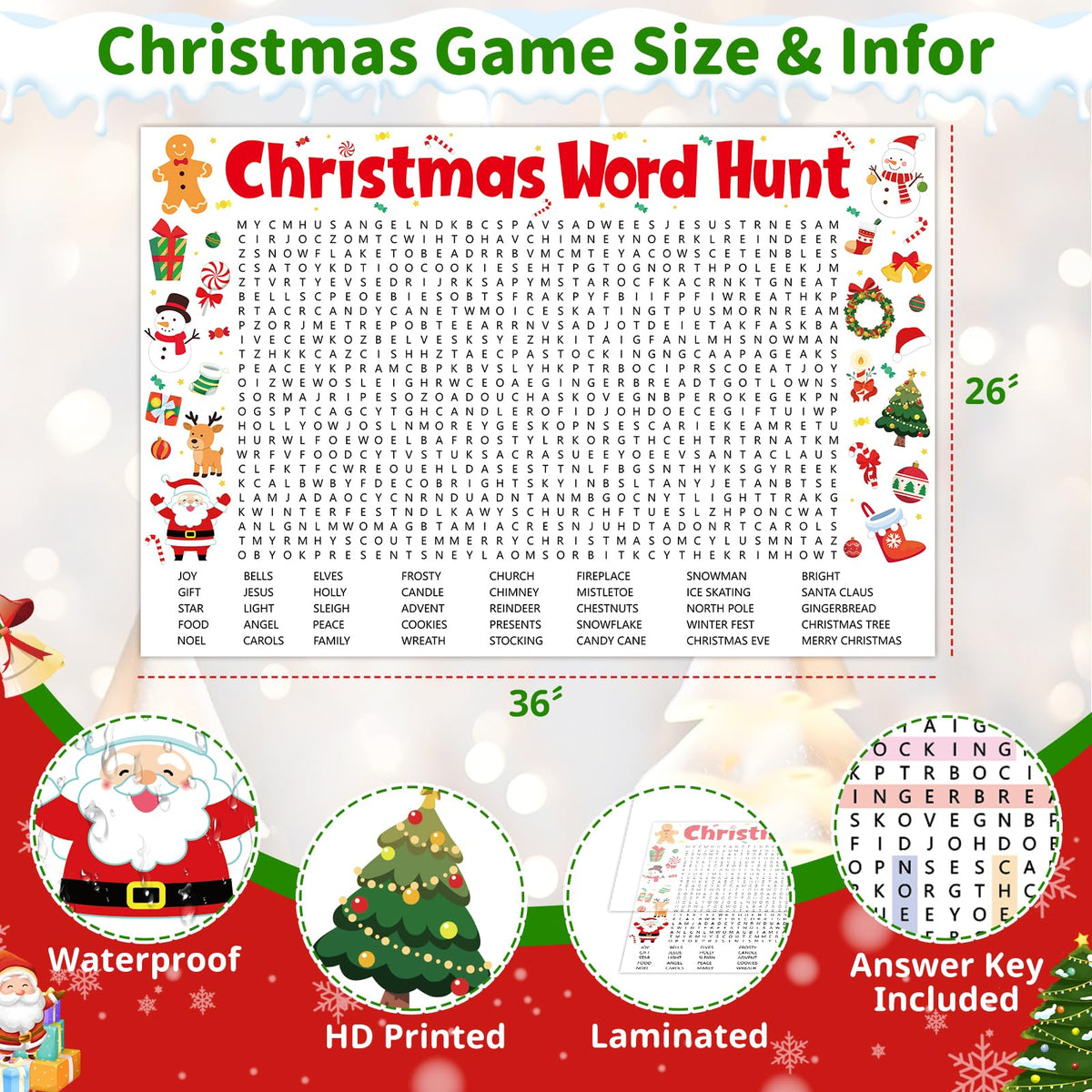 Giant Christmas Word Search Game – 24" x 36" Holiday Classroom Activity