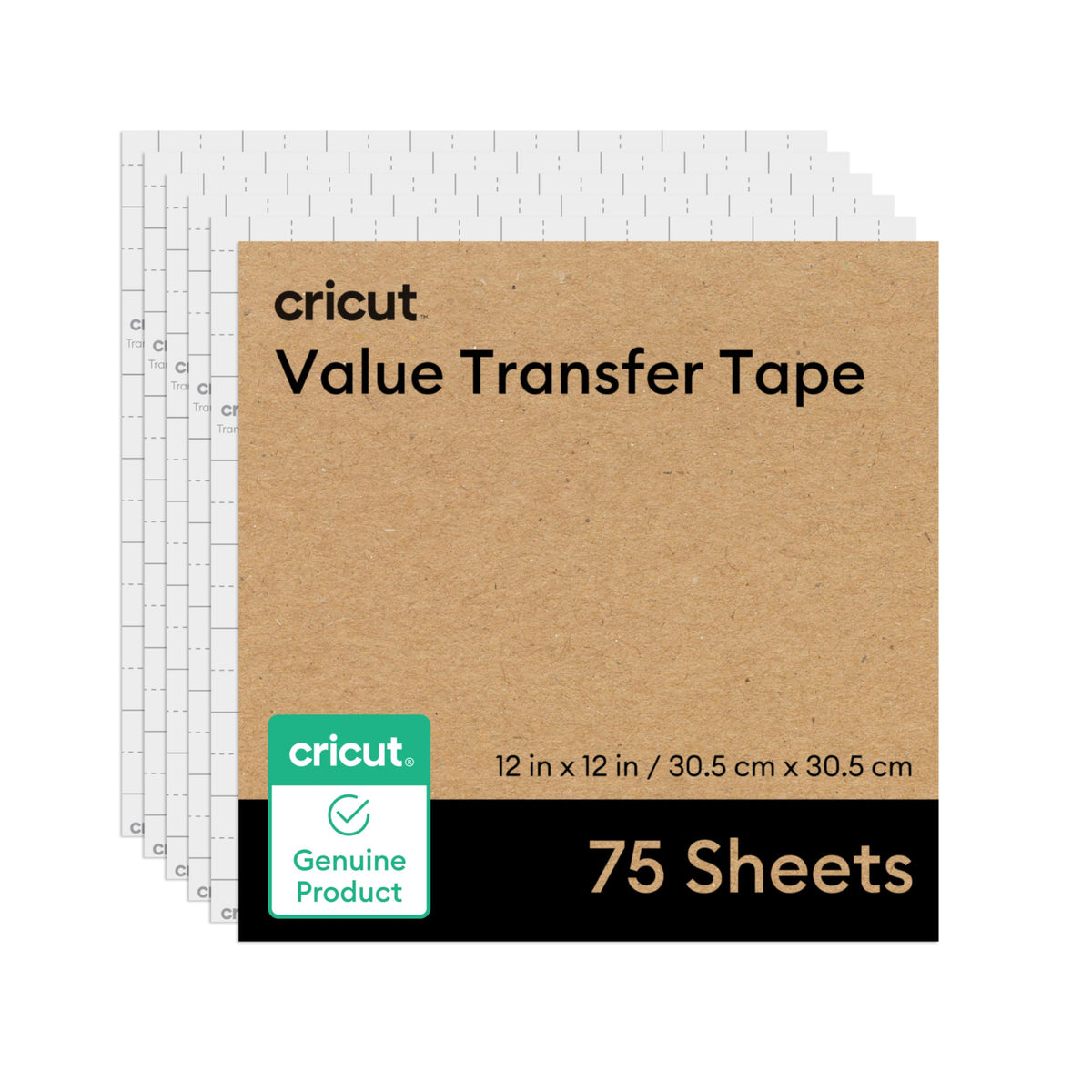 Cricut Transfer Tape – 75 Sheets, 12" × 12", Clear with Alignment Grid